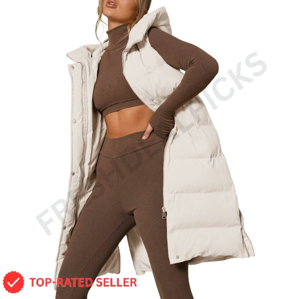Women's Down Vest Hooded Sleeveless Puffer Jacket Lightweight Warm Coats